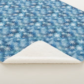 白い雪クラシック結晶の冬の青の背景 シェルパブランケット (3/4)