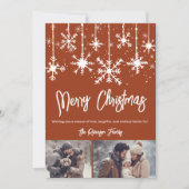 白い雪ボホエレガントメリークリスマス2枚の写真 シーズンカード (正面)