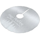 白い雪モダンの木メタリックシルバークリスマス ブラッシュドポリエステルツリースカート (アングル)