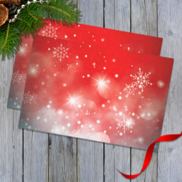 白い雪片がキラキラと《写真》ぼけ味を赤に 薄葉紙