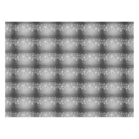 白い雪片が灰色のクリスマステーブルクロスに テーブルクロス (正面(横))