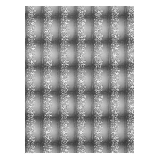 白い雪片が灰色のクリスマステーブルクロスに テーブルクロス (正面)