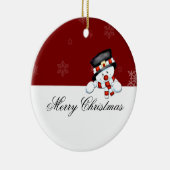 白い雪片との赤のFrostie セラミックオーナメント (右)