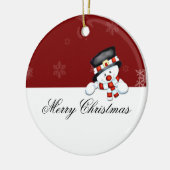 白い雪片との赤のFrostie セラミックオーナメント (左)
