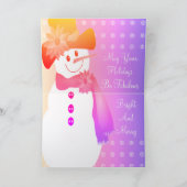 白い雪片とカラフル雪だるま シーズンカード (内部)