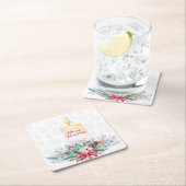 白い雪片とクリスマスの装飾 スクエアペーパーコースター (インサイチュ)