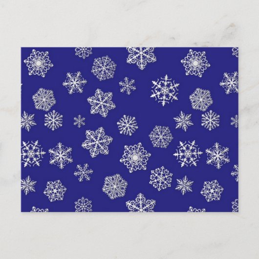 白い雪片と深いコバルトブルー ポストカード (正面)