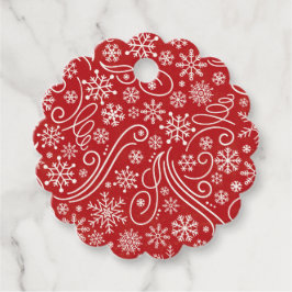 白い雪片と自由な型枠渦巻き フェイバータグ