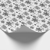 白い雪片の包装紙のヴィンテージの黒 ラッピングペーパー (角)
