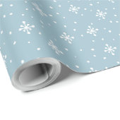 白い雪片の模様モダンが青 ラッピングペーパー (ロールコーナー)