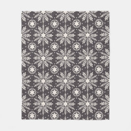 白い雪片の模様 フリースブランケット