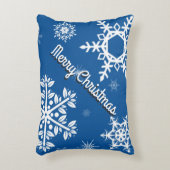 白い雪片の青い枕 アクセントクッション (正面(垂直))