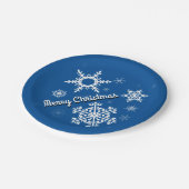 白い雪片の青書のプレート ペーパープレート (アングル)