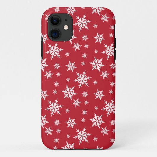 白い雪片のiPhoneの箱との赤 Case-Mate iPhoneケース (裏面)