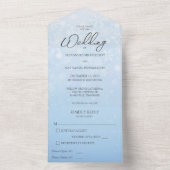 白い雪片を使用した青いグラデーション オールインワン招待状 (内側)