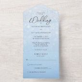 白い雪片を使用した青いグラデーション オールインワン招待状 (内側)