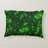 白い雪片グリーン背景枕 アクセントクッション (裏面)