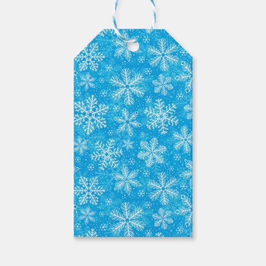 白い雪片パターン ギフトタグ (正面)