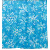 白い雪片パターン シャワーカーテン (正面)