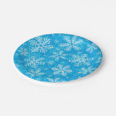 白い雪片パターン ペーパープレート (アングル)