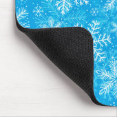 白い雪片パターン マウスパッド (コーナー)