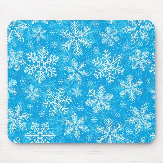 白い雪片パターン マウスパッド (正面)