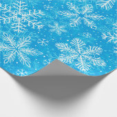 白い雪片パターン ラッピングペーパー (角)