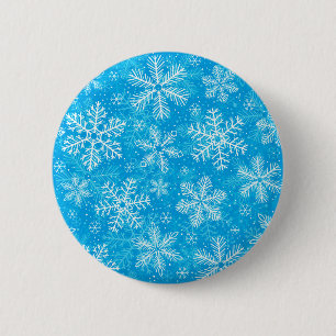 白い雪片パターン 缶バッジ