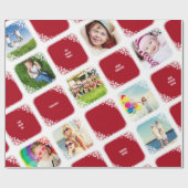 白い雪片フォトコラージュクリスマスギフトラップ ラッピングペーパー (フラット)