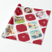 白い雪片フォトコラージュクリスマスギフトラップ ラッピングペーパー (アンロールド)