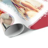 白い雪片フォトコラージュクリスマスギフトラップ ラッピングペーパー (ロールコーナー)