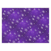 白い雪片ブルーバックグラウンドコットンテーブルクロス テーブルクロス (正面(横))