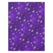 白い雪片ブルーバックグラウンドコットンテーブルクロス テーブルクロス (正面)