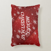 白い雪片レッド背景枕 アクセントクッション (正面(垂直))