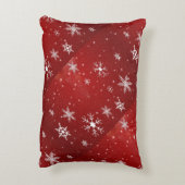 白い雪片レッド背景枕 アクセントクッション (裏面(縦))