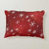 白い雪片レッド背景枕 アクセントクッション (裏面)