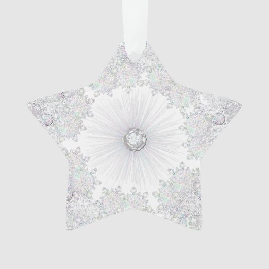 白い雪片 オーナメント (正面)