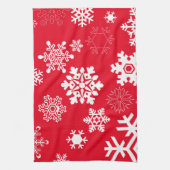 白い雪片 – カスタマイズ可能な背景色 キッチンタオル (縦)