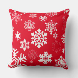 白い雪片 – カスタマイズ可能な背景色 クッション