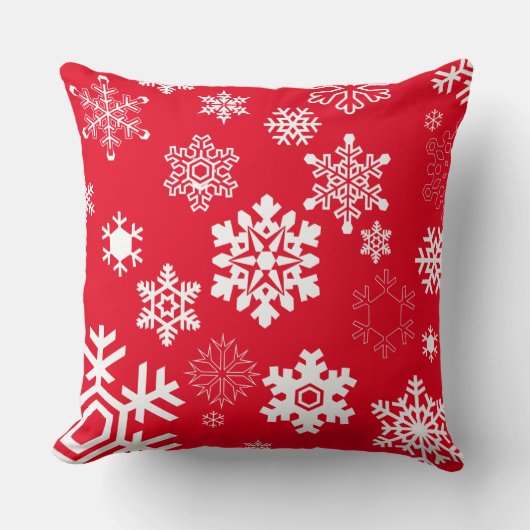 白い雪片 – カスタマイズ可能な背景色 クッション (正面)