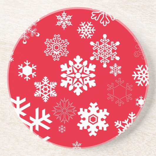 白い雪片 – カスタマイズ可能な背景色 コースター (正面)