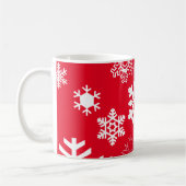 白い雪片 – カスタマイズ可能な背景色 コーヒーマグカップ (左)