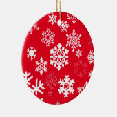 白い雪片 – カスタマイズ可能な背景色 セラミックオーナメント (右)