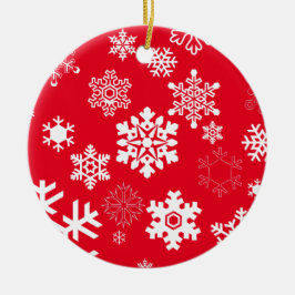 白い雪片 – カスタマイズ可能な背景色 セラミックオーナメント