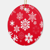 白い雪片 – カスタマイズ可能な背景色 セラミックオーナメント (左)