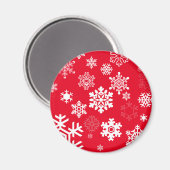 白い雪片 – カスタマイズ可能な背景色 マグネット (正面/裏面)