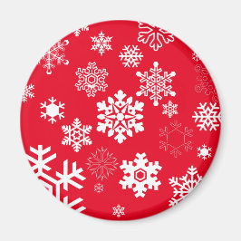 白い雪片 – カスタマイズ可能な背景色 マグネット