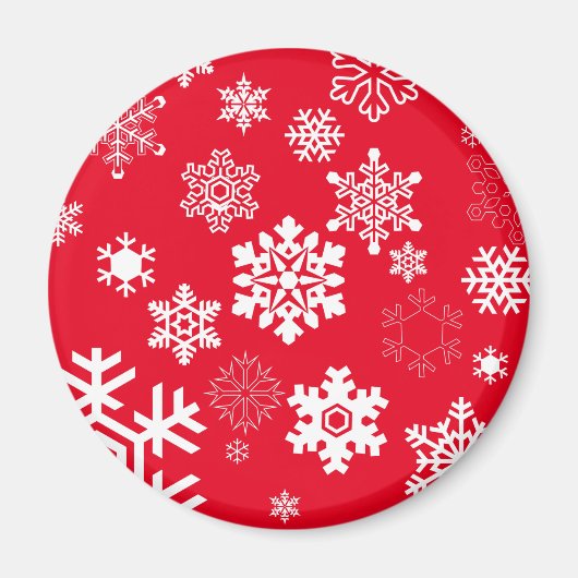 白い雪片 – カスタマイズ可能な背景色 マグネット (正面)