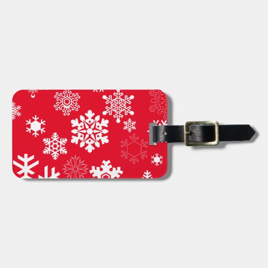 白い雪片 – カスタマイズ可能な背景色 ラゲッジタグ (正面横)