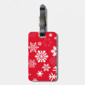 白い雪片 – カスタマイズ可能な背景色 ラゲッジタグ (裏面縦)